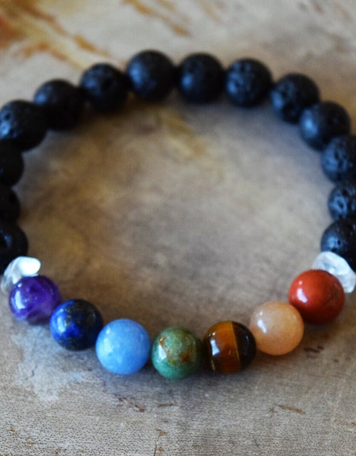 Load image into Gallery viewer, Aromatherapy Chakra Diffuser Bracelet with Genuine Gemstones!
